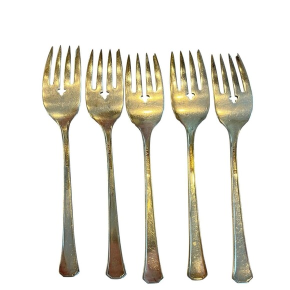 1881 Rogers Del Mar Vintage Silverplate Oneida Silver Salad Forks 5 Pcs 2413 - Picture 5 of 5